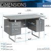 Techni Mobili Modern Office Desk with Storage; Grey - as pic