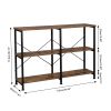 3-Tier Console Sofa Table, Industrial Foyer Table for Living Room, Entry Way, Hallway, Rustic Brown RT - Rustic brown