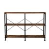 3-Tier Console Sofa Table, Industrial Foyer Table for Living Room, Entry Way, Hallway, Rustic Brown RT - Rustic brown