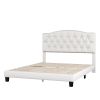 Upholstered Platform Bed with Saddle Curved Headboard and Diamond Tufted Details; Queen; Beige - as Pic