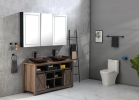 66 in. W x 36 in. H LED Large Rectangular Black Aluminum Alloy Surface Mount Medicine Cabinet with Mirror - Matt Black
