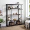 [VIDEO] Bookcase and Bookshelf, Home Office 5 Tier Bookshelf, Open Freestanding Storage Shelf with Metal Frame, Black - Brown
