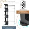 7-Tier Bookcase Home Office Bookshelf, L-Shaped Corner Bookcase with Metal Frame, Industrial Style Shelf with Open Storage, MDF Board - Black