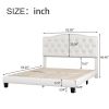 Upholstered Platform Bed with Saddle Curved Headboard and Diamond Tufted Details; Queen; Beige - as Pic
