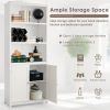 Standing Wooden Bookcase with  3 Tier Open Book Shelving and Double Doors - White