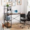 FCH 120*60*120cm Particleboard Paste Triamine H Type With Non-woven Bag USB Power Port Computer Desk Retro Color - as picture