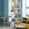 5 Cubes Ladder Shelf Corner Bookshelf Display Rack Bookcase - White