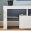 White morden TV Stand with LED Lights high glossy front TV Cabinet - Default