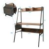 Computer Desk with Hutch and Storage Shelves - brown+black