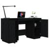 vidaXL Desk Black 55.1"x19.7"x29.5" Solid Wood Pine - Black