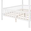 Full Size Wood House Bed with Fence; White+Gray - pic