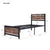 Metal and Wood Bed Frame with Headboard and Footboard ; Twin Size Platform Bed ; Easy to Assemble(BLACK) - WF199191AAB
