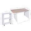 47.4" L Computer Desk with movable bookcase - OAK & WHITE