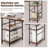 L-Shaped Computer Desk with 4 Storage Shelves and Cable Holes - Rustic Brown