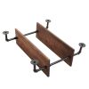 2-Tier Industrial Wall-Mounted Pipe Shelf with Metal Frame;  Safe and Sturdy - Rustic Brown