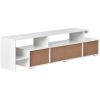 Modern Style 16-colored LED Lights TV Cabinet, UV High Gloss Surface Entertainment Center with DVD Shelf, Up to 70 inch TV - White