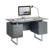 Techni Mobili Modern Office Desk with Storage; Grey - as pic