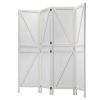 5.6 Ft Tall Wood Room Divider;  4-Panel Folding Privacy Screens;  Partition Wall Dividers;  Room Separator;  White - white