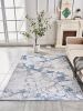 ZARA Collection Abstract Design Silver Blue Machine Washable Super Soft Area Rug - as Pic