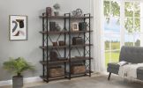 [VIDEO] Home Office 5 Tier Bookshelf, X Design Etageres Storage Shelf, Industrial Bookcase for Office with Metal Frame - Espresso