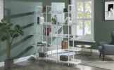 [VIDEO] 5 Tier Bookcase Home Office Open Bookshelf, Vintage Industrial Style Shelf with Metal Frame, MDF Board - White