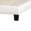 Upholstered Platform Bed with Saddle Curved Headboard and Diamond Tufted Details; Queen; Beige - as Pic