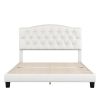 Upholstered Platform Bed with Saddle Curved Headboard and Diamond Tufted Details; Queen; Beige - as Pic