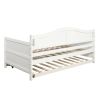 Twin Wooden Daybed with Trundle Bed; &nbsp;Sofa Bed for Bedroom Living Room; White - as pic