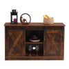 decorative wooden TV / storage cabinet with two sliding barn doors;  available for bedroom;  living room; corridor - Rustic Brown
