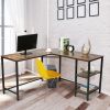 L Shaped Corner Computer Desk 54.3 inch with Storage Shelf Long Gaming Desk for Home Office PC Workstation Saving Space Laptop Table - Rustic Brown