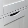 White Floor Cabinet with 2 Drawer Wooden Storage Cabinet Multifunctional Bathroom Storage Organizer Rack Stand - White