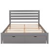Queen Size Platform Bed with Drawers, Gray - Gray