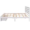 Queen Size Platform Bed with Drawers, Gray - White