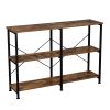 3-Tier Console Sofa Table, Industrial Foyer Table for Living Room, Entry Way, Hallway, Rustic Brown RT - Rustic brown