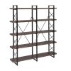 [VIDEO] Home Office 5 Tier Bookshelf, X Design Etageres Storage Shelf, Industrial Bookcase for Office with Metal Frame - Espresso