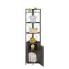 JHX Corner Shelf 5-Tier with Storage; Corner cabinet Bookshelf Stand Storage Rack(Dark Grey) - as Pic