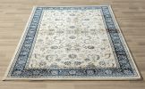 Stylish Classic Pattern Design Traditional Floral Filigree Bordered Area Rug - Beige|Ivory|Blue - 3' X 5'